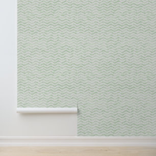 Sage Green Wavy Design Wallpaper