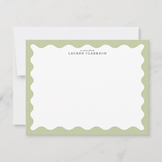 Sage Green Wavy Frame Note Card (Front)