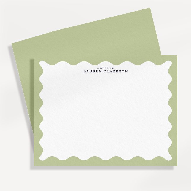 Sage Green Wavy Frame Note Card (Creator Uploaded)