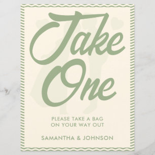 Sage Green Wavy Stripe Take One Wedding Favour Sig