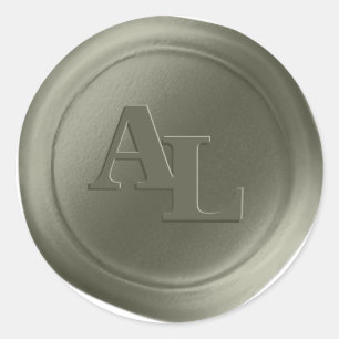 Sage Green Wax Seal Monogram Wedding Stickers