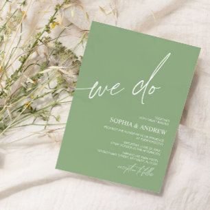 Sage Green We Do Minimalist Wedding Invitation