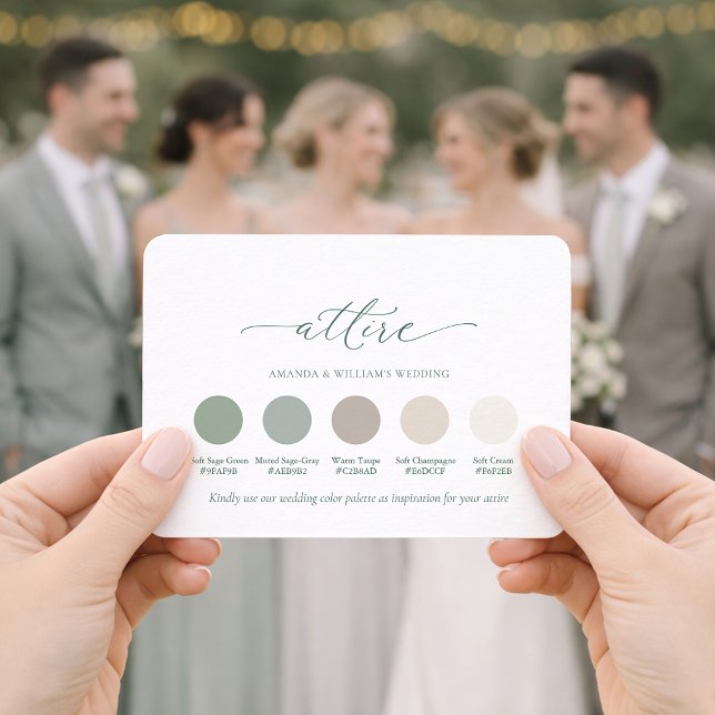 Sage Green Wedding Attire Color Palette Card  (Creator Uploaded)