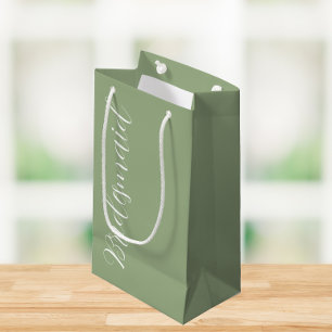 Sage Green Wedding Bridesmaid Stylized Script Small Gift Bag