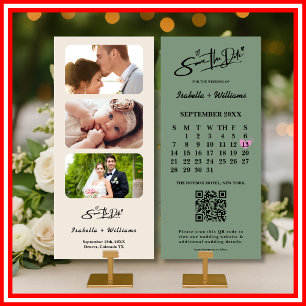 Sage Green Wedding Calendar QR Code
