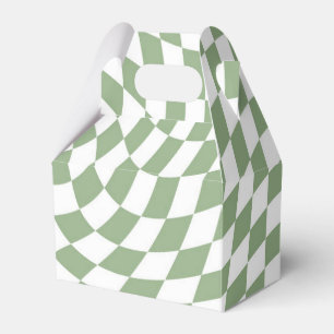 Sage Green Wedding Collection Check Chequered Favor Box
