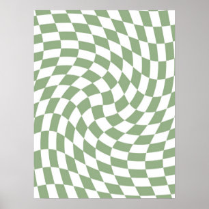 Sage Green Wedding Collection Check Chequered  Poster