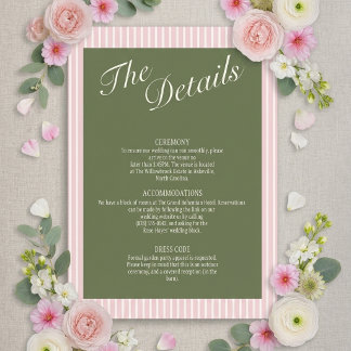 Sage Green Wedding Details Card