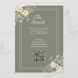 Sage Green Wedding Details Card – Elegant QR Code 