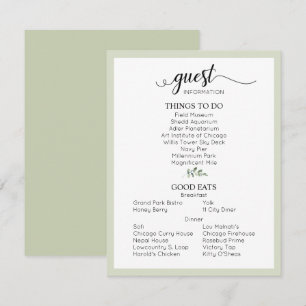 Sage Green Wedding Details Guest Information Enclosure Card