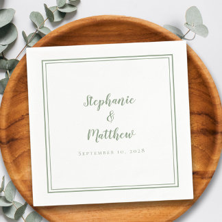 Sage Green Wedding Elegant Simple Modern Reception Napkin