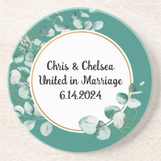 Sage Green Wedding / Event Sandstone Coaster