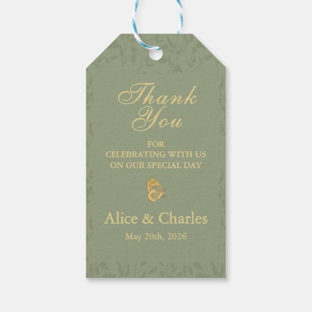 Sage Green Wedding Favour Tag (Back)