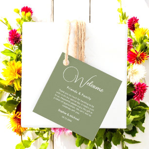 Sage Green Wedding Gift Bag Basket Welcome Favour Tags