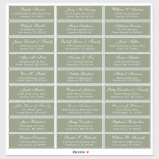 Sage Green wedding guest address labels sticker 