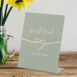 Sage Green Wedding Guestbook Pedestal Sign