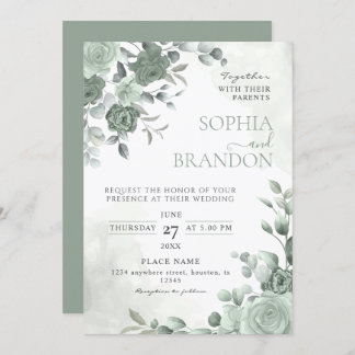 Sage Green Wedding Invitation