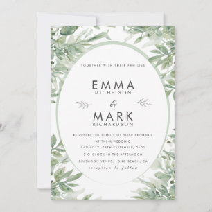 Sage Green Wedding Invitation   Elegant Botanical 
