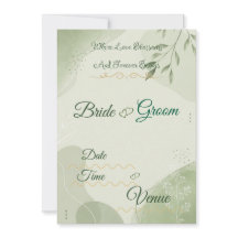 Sage Green Wedding Invitation, Elegant Botanical N