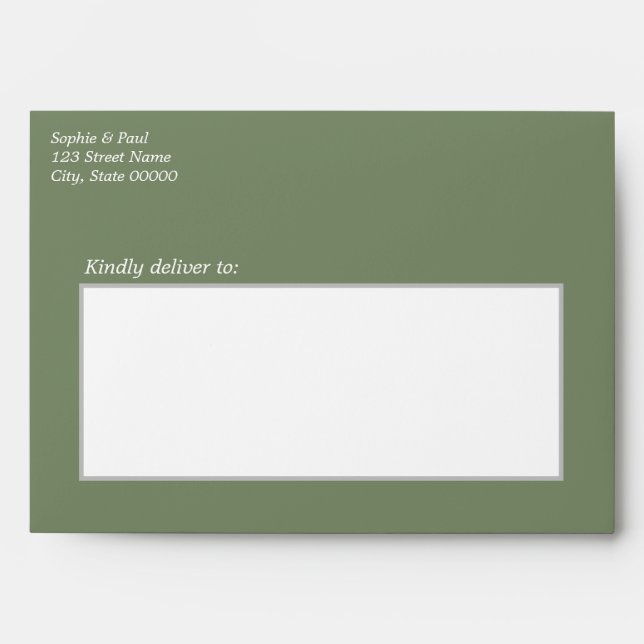 Sage Green Wedding Invitation Envelope (Front)