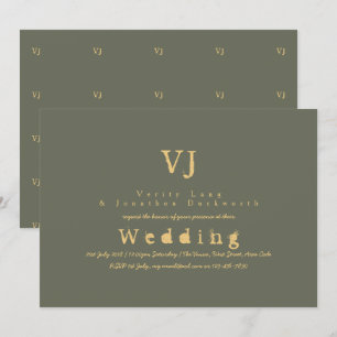 Sage Green Wedding Invitations Gold Enk Tywriter