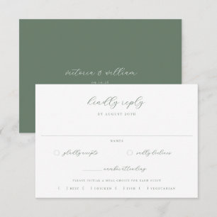 Sage Green Wedding Meal Choice RSVP Card