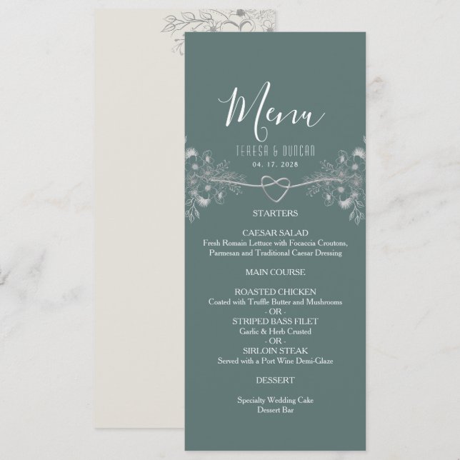 Sage Green Wedding Menu (Front/Back)