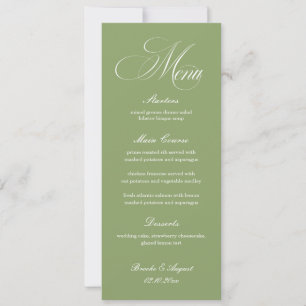 Sage Green Wedding Menu Card