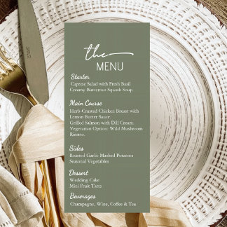 Sage Green Wedding Menu Card Editable Template