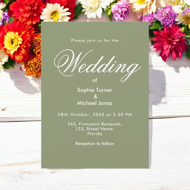 Sage Green Wedding Minimalist Simple Announcement (Creator Uploaded)