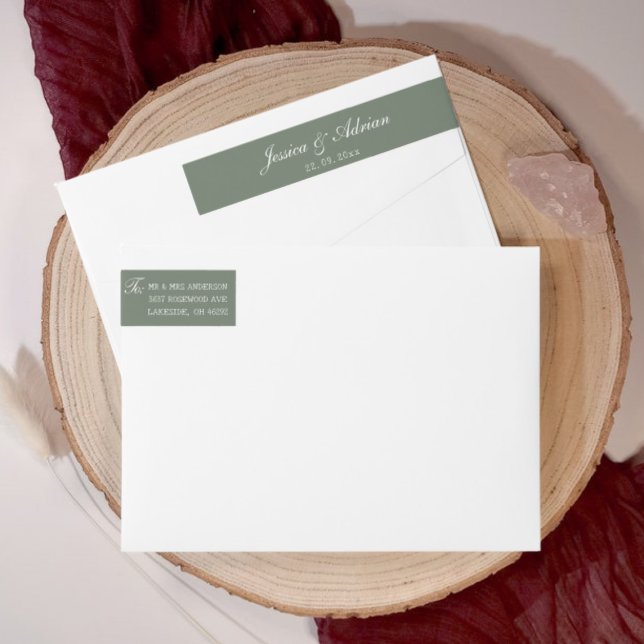 Sage Green Wedding Minimalist  Wrap Around Label (Sage Green Wedding Minimalist Wrap Around Label)