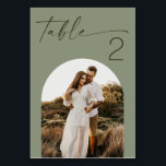 Sage Green Wedding | Modern Minimalist Photo Table Number<br><div class="desc">This sage green table number card features a clean, modern layout with space for your own photo, allowing you to personalize each table in a simple and meaningful way. The sage green background adds a calm, natural tone that pairs beautifully with neutral and earthy wedding palettes. The photo can be...</div>