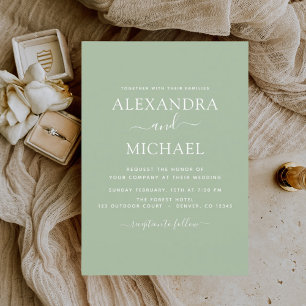 Sage Green Wedding Modern Typography Invitation