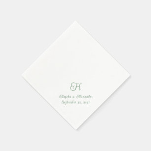 Sage Green Wedding Monogram Script Napkin