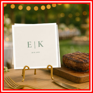 Sage Green Wedding   Monogram Wedding Napkin