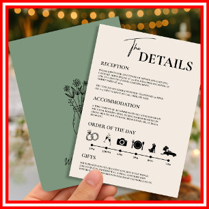 Sage Green Wedding Order of Events  Invitation