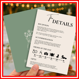 Sage Green Wedding Order of Events  Invitation