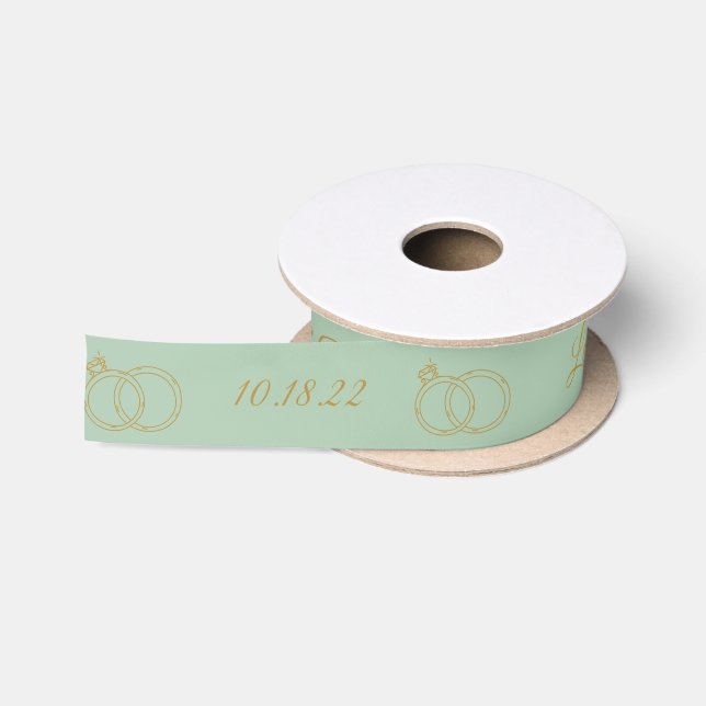 Sage Green Wedding Personalized Name Ribbon Satin Ribbon (Spool)