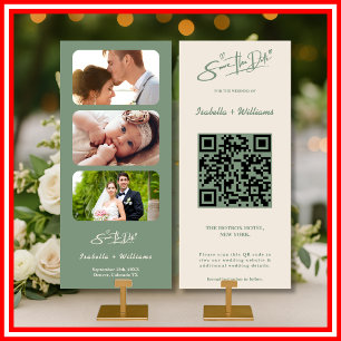 Sage Green Wedding Photo QR Code Save The Date