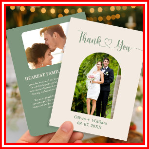 Sage Green Wedding   Photo Thank You Card