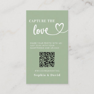 Sage Green Wedding Photos Capture The Love QR Code Enclosure Card