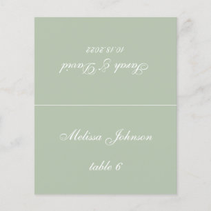 Sage Green Wedding Place Card - Printed Guest Name