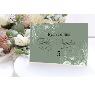 Sage Green Wedding Place Cards Elegant Greenery