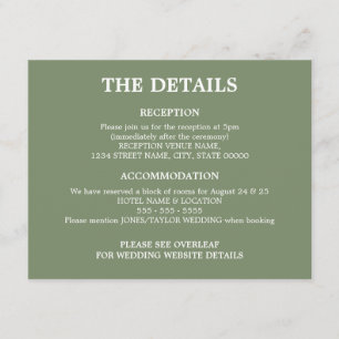 Sage Green Wedding QR Code Details Enclosure Card