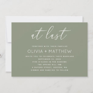 Sage Green Wedding + QR Code   Minimalist Script Invitation