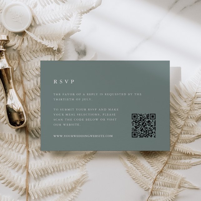 Sage Green Wedding QR Code RSVP Card (Creator Uploaded)
