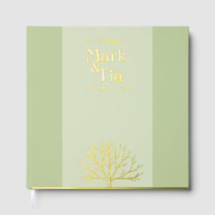 Sage Green Wedding Real Foil Guest Book