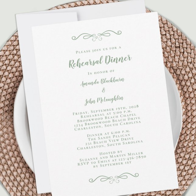 Sage Green Wedding Rehearsal Dinner Invitation (Creator Uploaded)