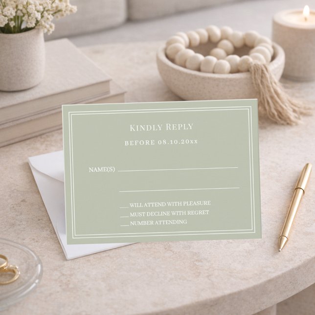 Sage green wedding response RSVP Card (Creator Uploaded)