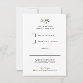 Sage Green Wedding RSVP Card